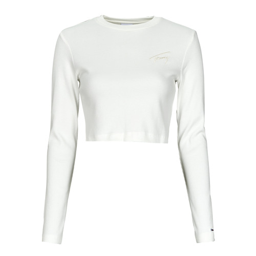Clothing Women Tops / Blouses Tommy Jeans TJW BABY CROP SIGNATURE LS White