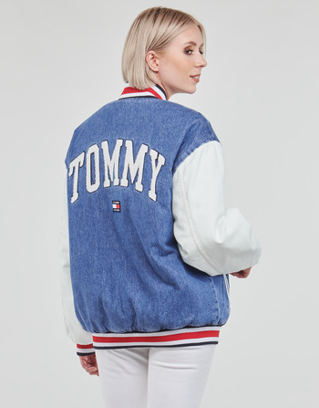 Clothing Women Jackets Tommy Jeans DENIM LETTERMAN JACKET DF7018 Multicolour