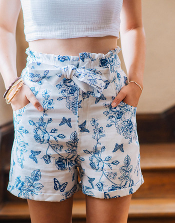 Clothing Women Shorts / Bermudas Céleste AMANDINE White / Blue