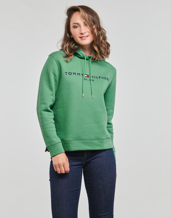 Clothing Women Sweaters Tommy Hilfiger REGULAR HILFIGER HOODIE Green