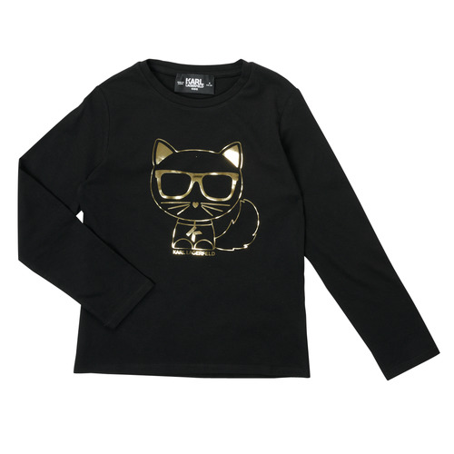 Clothing Girl Long sleeved tee-shirts Karl Lagerfeld Z15391-09B Black