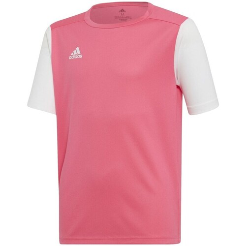Clothing Boy Short-sleeved t-shirts adidas Originals Junior Estro 19 White, Pink