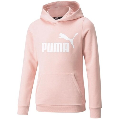 Clothing Girl Sweaters Puma Ess Logo Hooded Pink