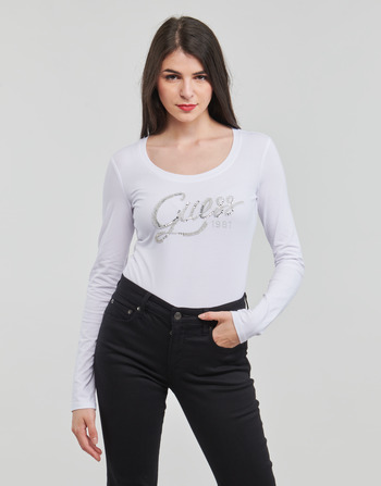 Clothing Women Long sleeved tee-shirts Guess LS CN BRYANNA White