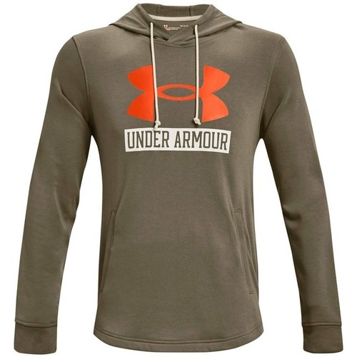 Clothing Men Sweaters Under Armour Rival Terry Logo Hoodie Beige