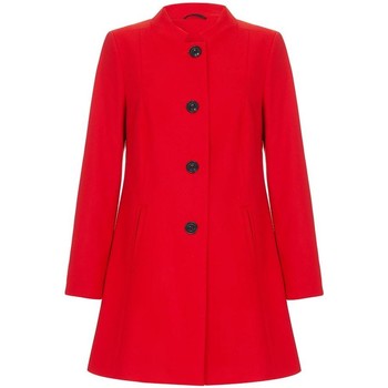 Clothing Women Coats Anastasia - Red Single Breasted Collarless Winter Coat red