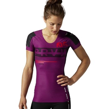Clothing Women Short-sleeved t-shirts Reebok Sport Rcf Compression SS Top Violet, Black