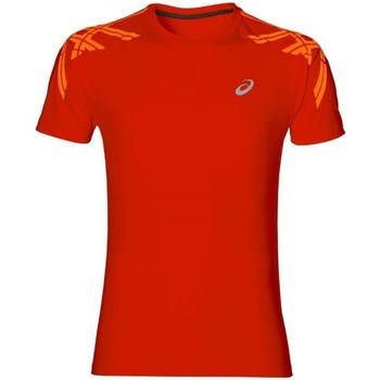 Clothing Men Short-sleeved t-shirts Asics Stripe SS Top Orange, Red