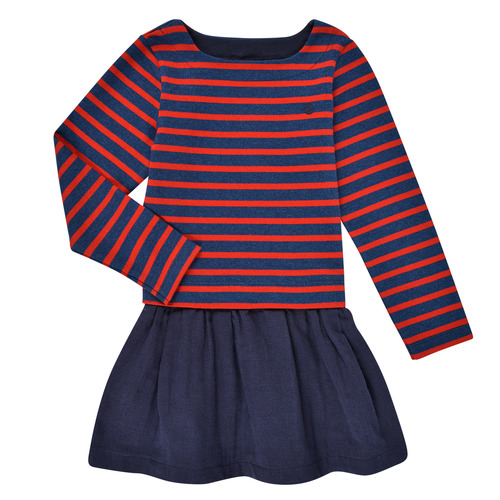 Clothing Girl Short Dresses Petit Bateau CONSTANTIN Marine / Red