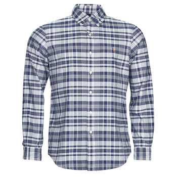 Clothing Men Long-sleeved shirts Polo Ralph Lauren CUBDPPCS-LONG SLEEVE-SPORT SHIRT Marine / Grey / Multicolour