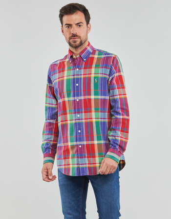 Clothing Men Long-sleeved shirts Polo Ralph Lauren CUBDPPCS-LONG SLEEVE-SPORT SHIRT Red / Blue