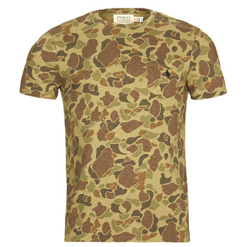 Clothing Men Short-sleeved t-shirts Polo Ralph Lauren T-SHIRT AJUSTE AVEC POCHE EN COTON Kaki / Camouflage