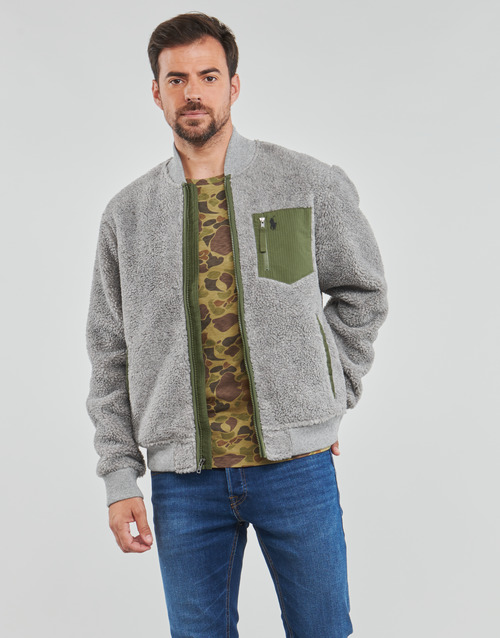 Clothing Men Jackets Polo Ralph Lauren LSBOMBERM5-LONG SLEEVE-FULL ZIP Grey