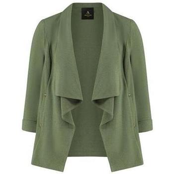Clothing Women Jackets / Blazers Anastasia Plus Size Water Fall Crepe Jacket Khaki green