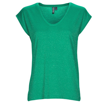 Clothing Women Tops / Sleeveless T-shirts Pieces PCBILLO TEE LUREX STRIPES Green