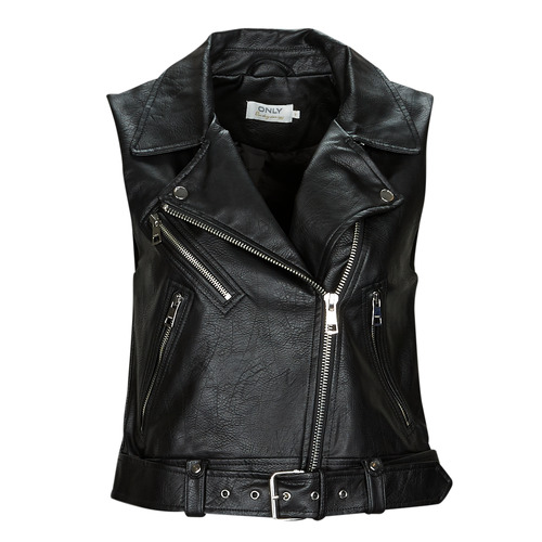 Clothing Women Leather jackets / Imitation leather Only ONLVERA FAUX LEATHER WAISTCOAT Black
