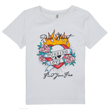 Clothing Girl Short-sleeved t-shirts Only KOGALICE-REG-S/S-BURNING-TOP-BOX-JRS White