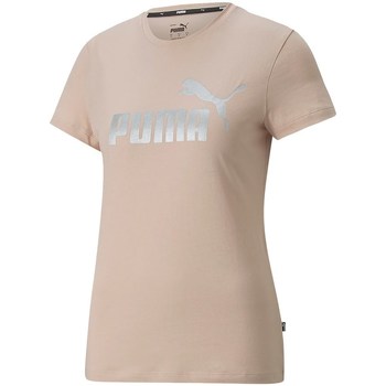 Clothing Women Short-sleeved t-shirts Puma Ess Metallic Logo Tee Beige
