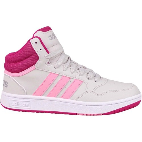 Shoes Children Mid boots adidas Originals Hoops Mid 30 K Cream, Pink