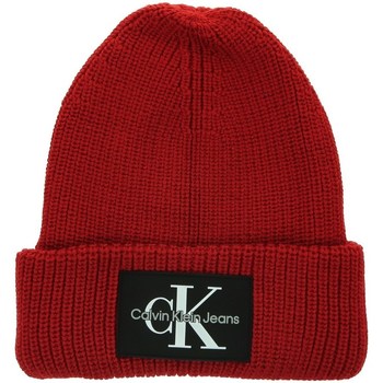 Clothes accessories Women Hats / Beanies / Bobble hats Calvin Klein Jeans Monologo Patch Beanie Red