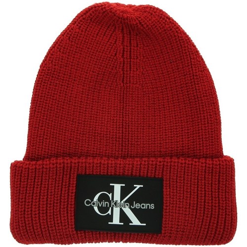 Clothes accessories Women Hats / Beanies / Bobble hats Calvin Klein Jeans Monologo Patch Beanie Red