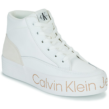Shoes Women Hi top trainers Calvin Klein Jeans VULC FLATF MID WRAP AROUND LOGO White