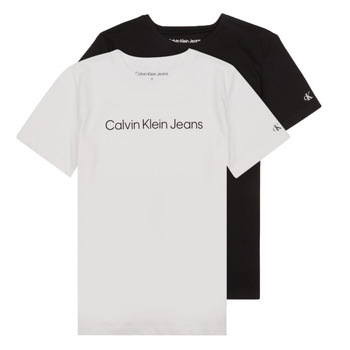 Clothing Boy Short-sleeved t-shirts Calvin Klein Jeans CKJ LOGO 2-PACK T-SHIRT X2 Black / White
