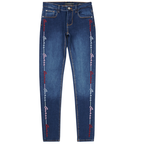 Clothing Girl Skinny jeans Guess DENIM SKINNY EMBROIDER Blue