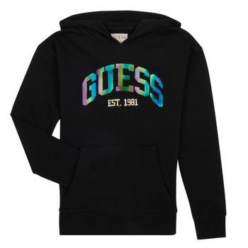 Clothing Girl Sweaters Guess LS HOODED ACTIVE TOP Black