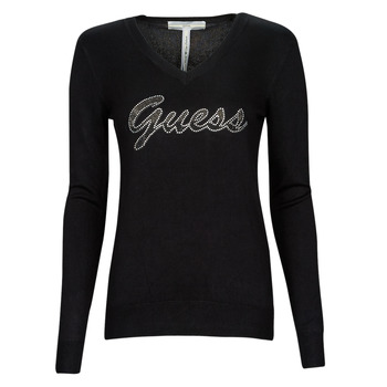 Clothing Women Jumpers Guess PASCALE VN LS SWTR Black