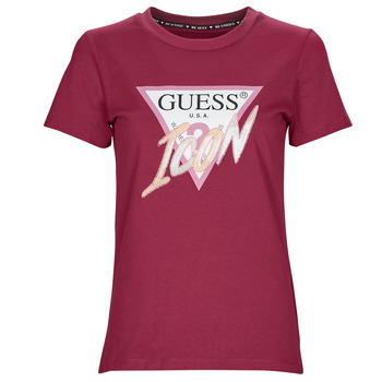 Clothing Women Short-sleeved t-shirts Guess SS CN ICON TEE Bordeaux