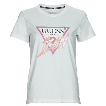 Clothing Women Short-sleeved t-shirts Guess SS CN ICON TEE White