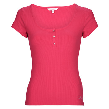 Clothing Women Short-sleeved t-shirts Guess SS KARLEE JEWEL BTN HENLEY Fuschia