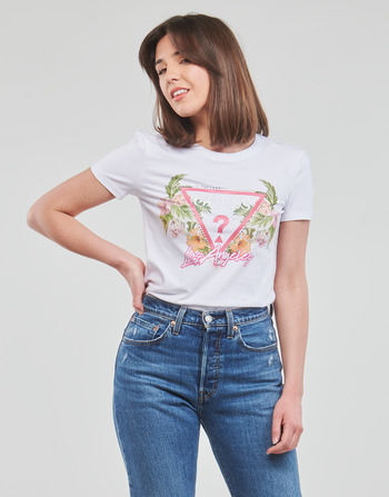 Guess SS CN TRIANGLE FLOWERS TEE
