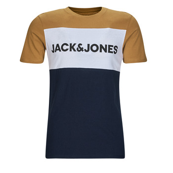 Jack & Jones JJELOGO BLOCKING TEE SS Yellow / White / Marine