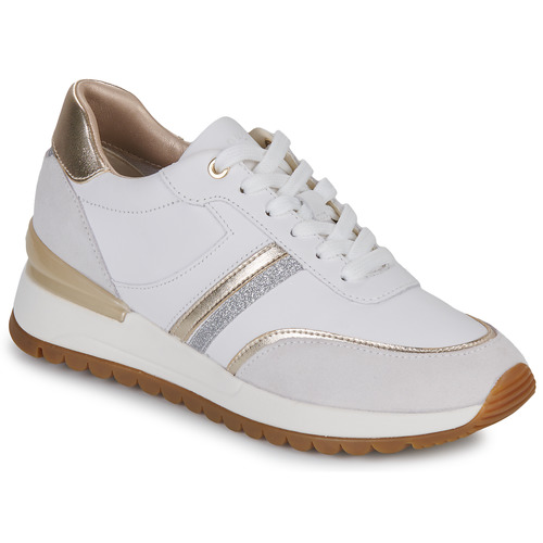 Geox D DESYA White / Beige / Gold - Free delivery Spartoo UK ! - Shoes trainers Women £ 90.40