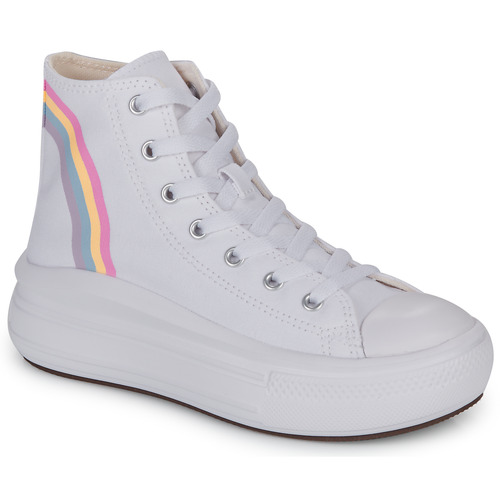 Shoes Girl Hi top trainers Converse CHUCK TAYLOR ALL STAR MOVE PLATFORM RAINBOW CLOUD HI White / Multicolour