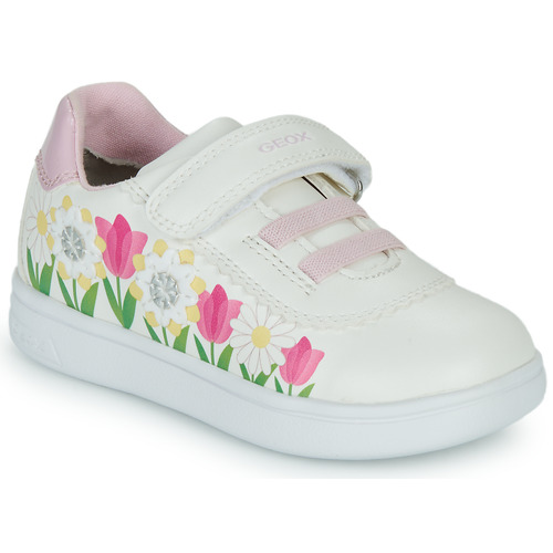 Shoes Girl Low top trainers Geox B DJROCK GIRL D White / Pink
