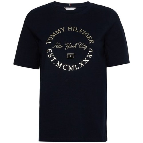 Clothing Women Short-sleeved t-shirts Tommy Hilfiger Reg Metalic Roundall Black