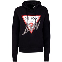 Clothing Women Sweaters Guess Iconic Hood Black