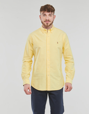 Clothing Men Long-sleeved shirts Polo Ralph Lauren CHEMISE COUPE DROITE EN OXFORD Yellow