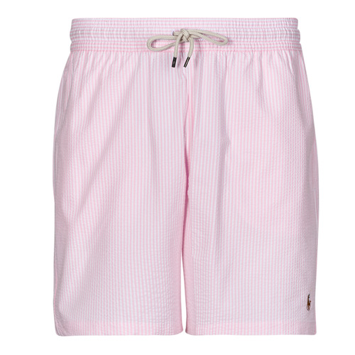 Clothing Men Trunks / Swim shorts Polo Ralph Lauren MAILLOT DE BAIN A RAYURES EN COTON MELANGE Pink / White / Carmel / Pink / Blue