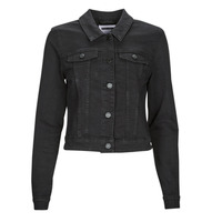 Clothing Women Denim jackets Noisy May NMDEBRA L/S BLACK DENIM JACKET NOOS Black / Faded / Grey