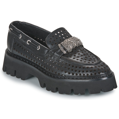 Shoes Women Loafers Fru.it 8152-999-ANFIBIO-NERO-NIKEL Black