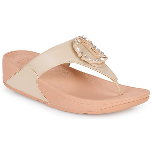 Shoes Women Flip flops FitFlop LULU CRYSTAL-CIRCLET LEATHER TOE-POST SANDALS White / Pink