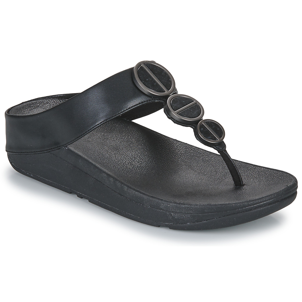 FitFlop Halo Metallic-trim Toe-post Sandals Black
