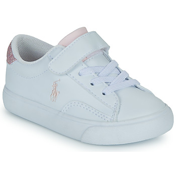 Shoes Girl Low top trainers Polo Ralph Lauren THERON V PS White / Pink