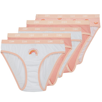 Underwear Girl Knickers/panties DIM POCKET COTON PACK X5 Pink / White