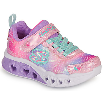 Shoes Girl Low top trainers Skechers FLUTTER HEART LIGHTS Pink / Blue / White