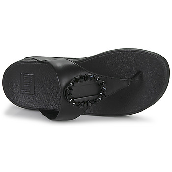 FitFlop LULU CRYSTAL-CIRCLET LEATHER TOE-POST SANDALS  black